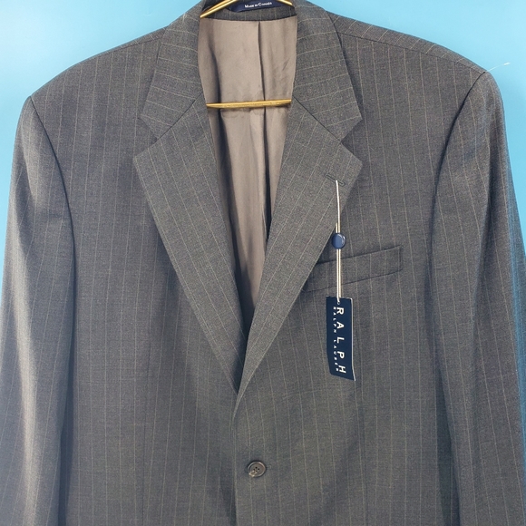 New Ralph Lauren charcoal pinstripe two button blazer 44Long - Picture 3 of 16